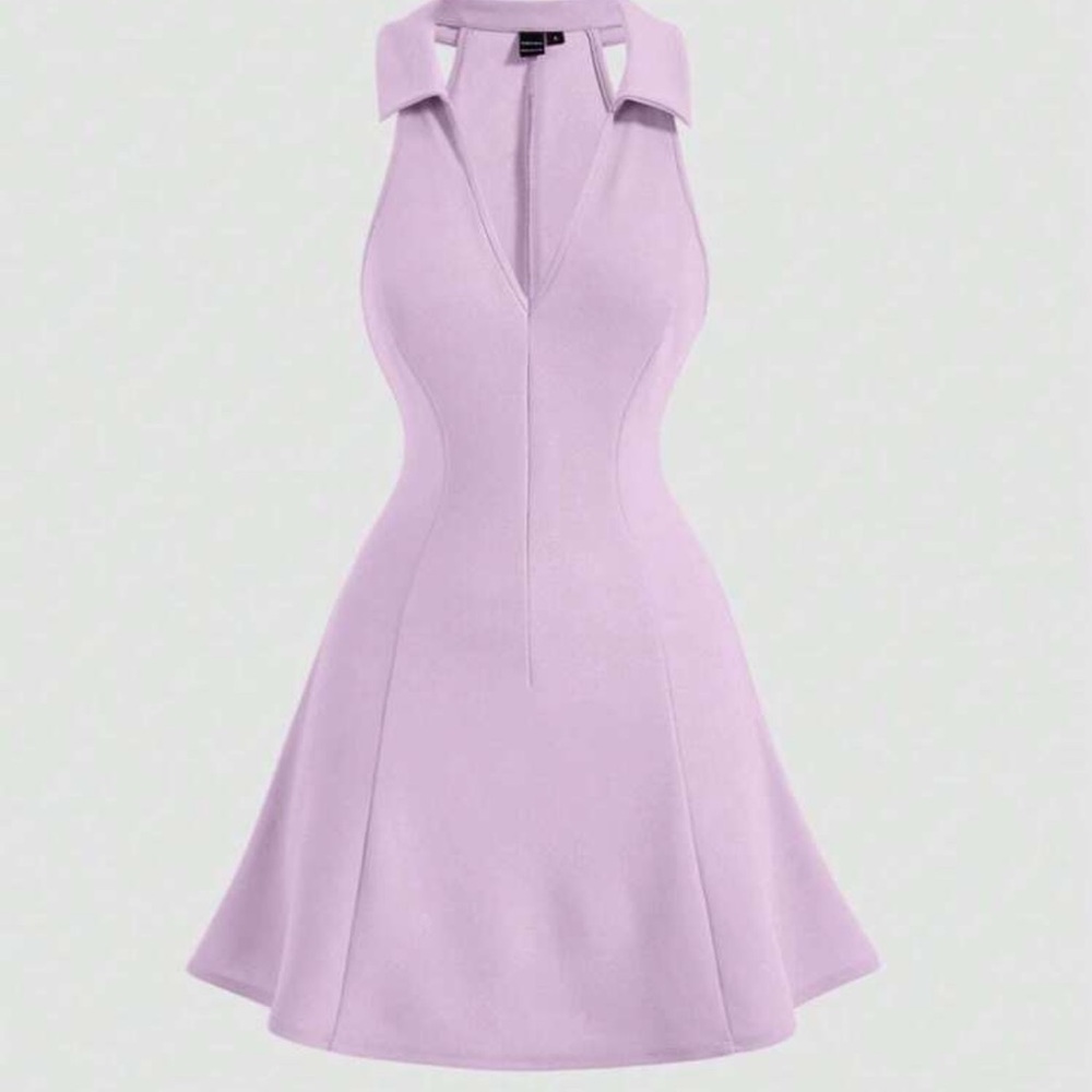SHEIN Purple Halter Fit and Flare Dress